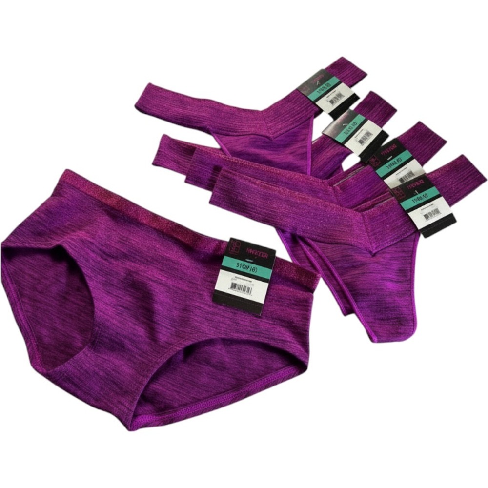 No Boundaries Womens 5 Pack Seamless Underwear Purple Space Dye Thong Hipster S